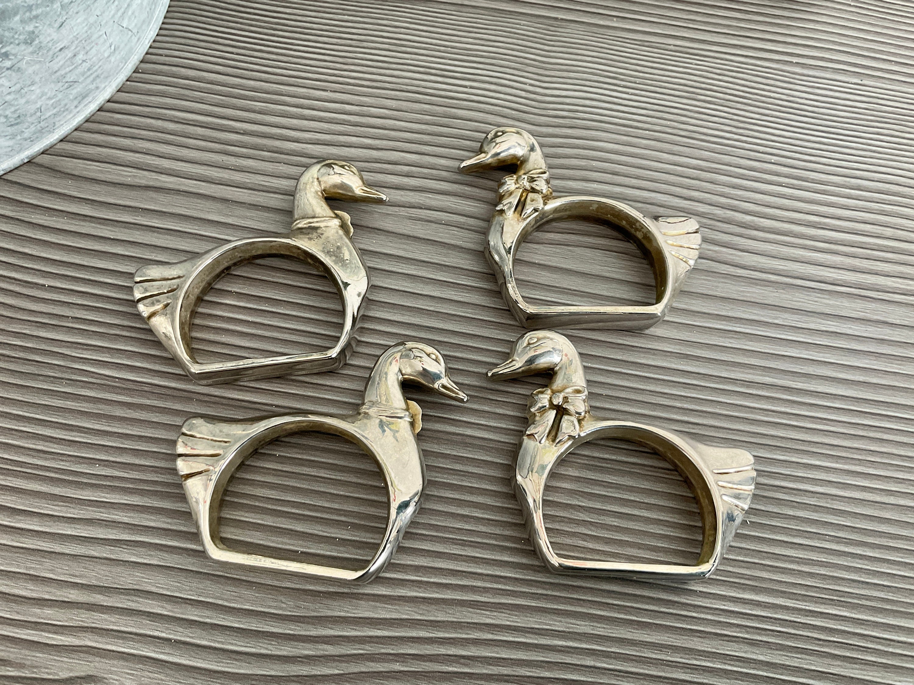 Porte-serviette SILEA Plaqué Argent Canard Vintage
