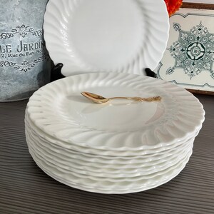 Vintage Wedgwood CANDLELIGHT Breakfast/Luncheon Plate, Classic White Bone China, Swirl Design, Classy Dinnerware image 2