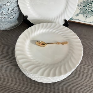Vintage Wedgwood CANDLELIGHT Breakfast/Luncheon Plate, Classic White Bone China, Swirl Design, Classy Dinnerware image 3