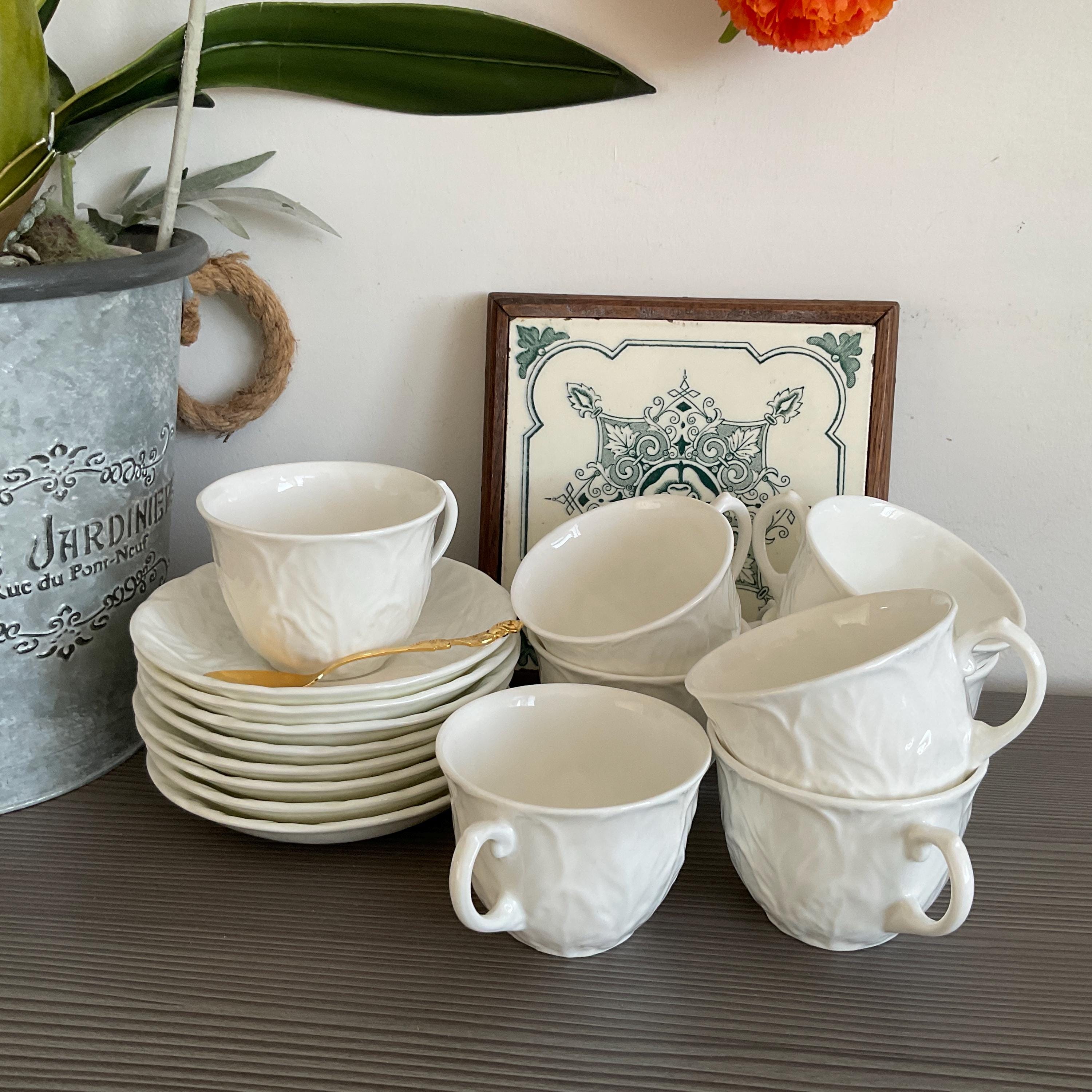 ビンテージウエッチウッドBONEchinaホワイトキャベツ葉模様ティーセット Vintage Cabbage Leaf China - Etsy