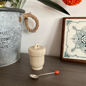 Ironstone Egg Coddler Made in England Registration No 636774 Cream Stoneware Single Egg Coddler