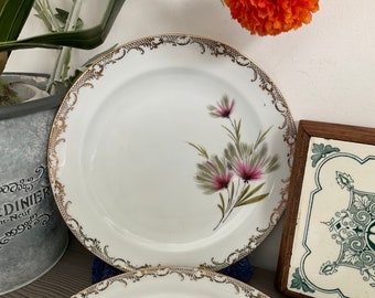 ヴィンテージ リモージュ ディナープレート（ペア）：金縁のフランス製