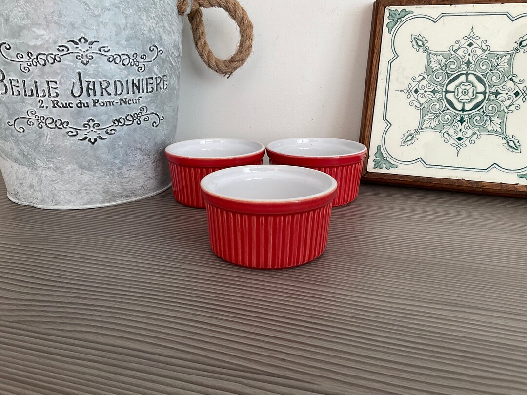 3 X Vintage EMILE HENRY Ramekins Red Glazed Custard Pots Etsy