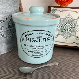 【Thomas Watson & Co】 ビスケットボックス / クッキージャー Rare ! Vintage Duck Egg Blue 'henry Watson' Biscuit Jar, Kitchen