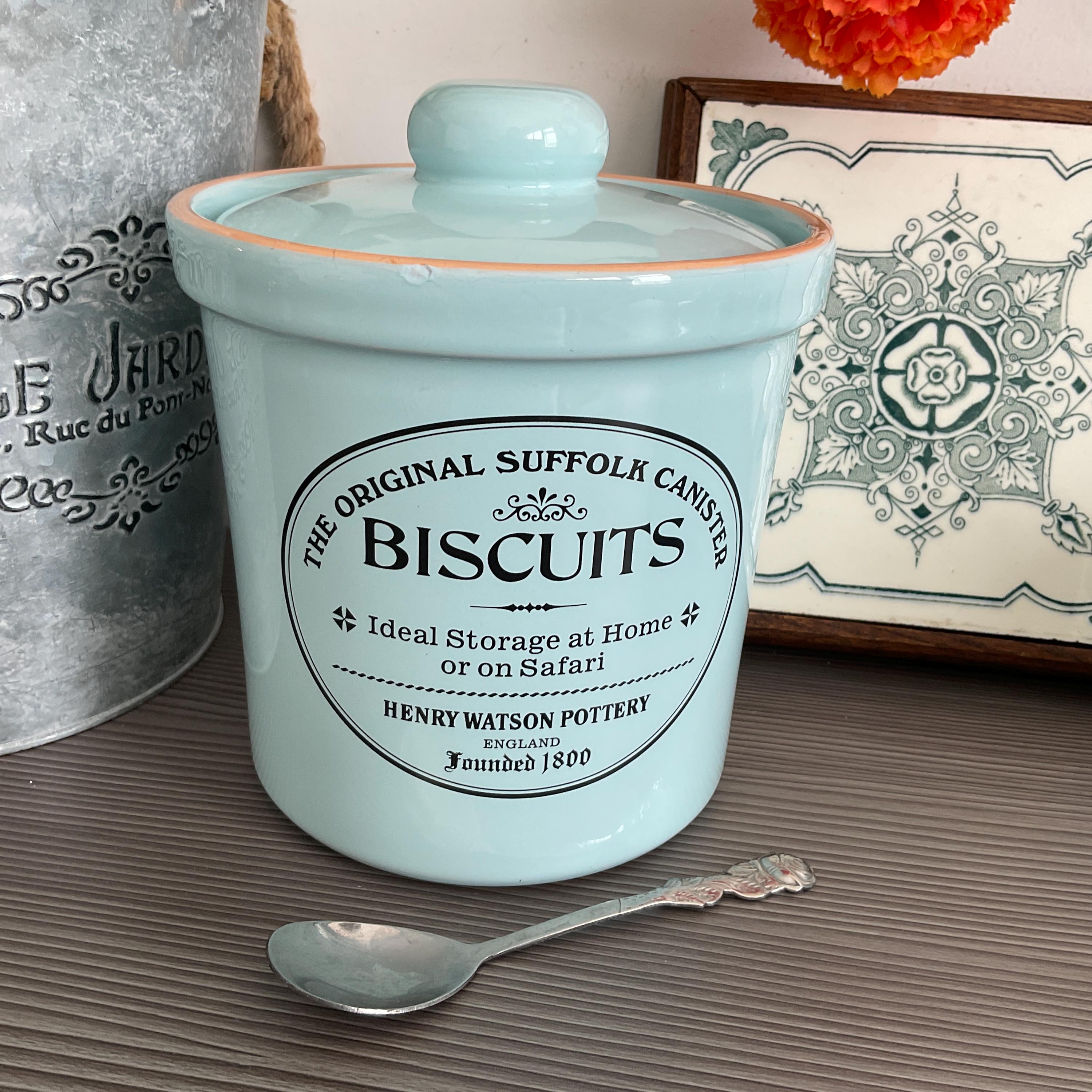 Rare ! Vintage Duck Egg Blue 'henry Watson' Biscuit Jar, Kitchen