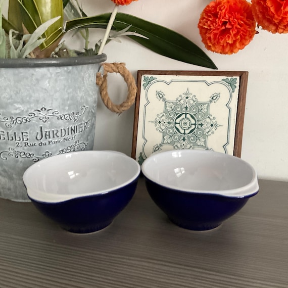 2 X Emily Henry Eared Bowls Blue Glazed Cafe Au Lait Bowls - Etsy