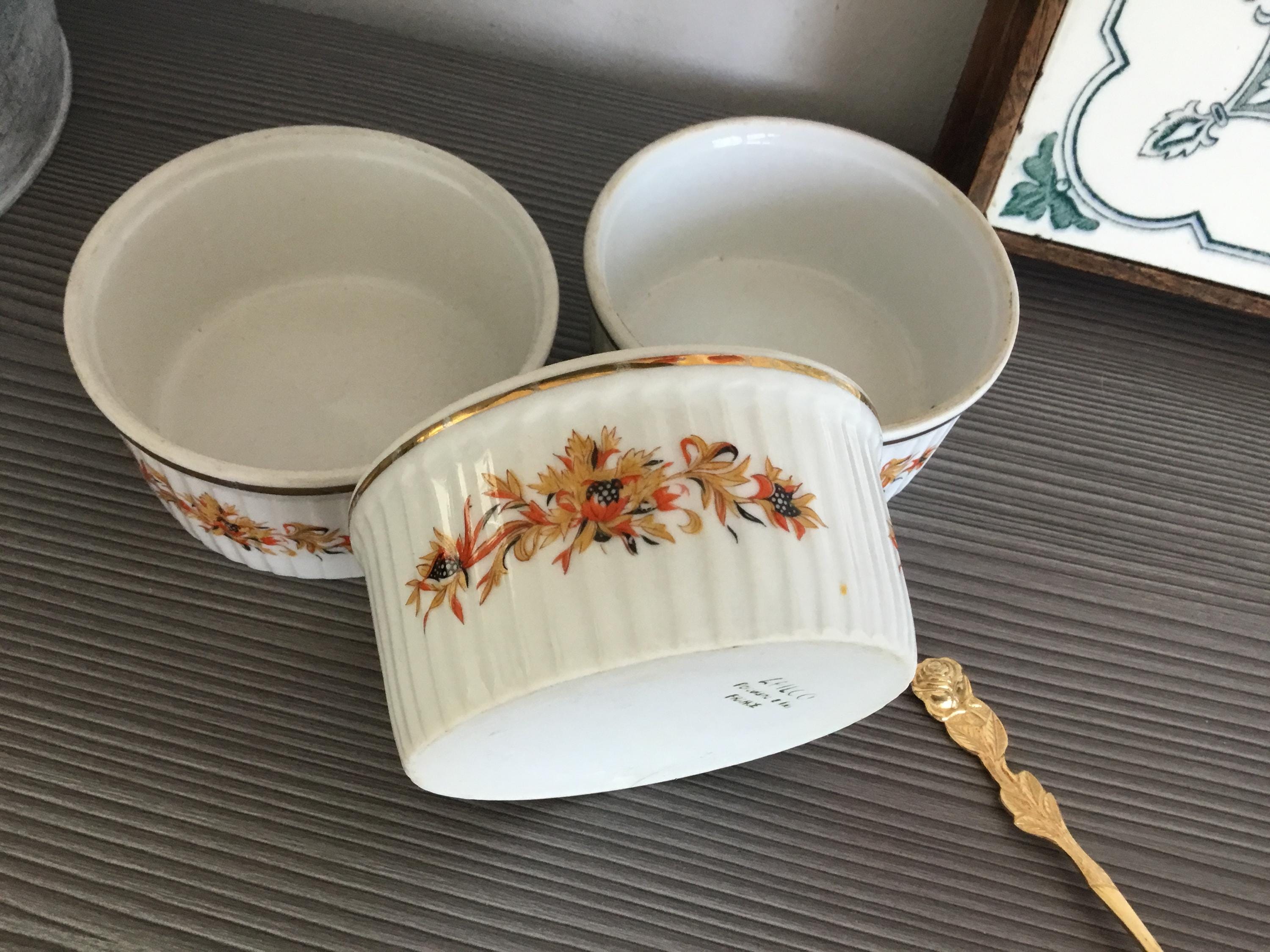 Apilco ラメキン、スフレ皿、カスタードポット、フレンチオーブンから