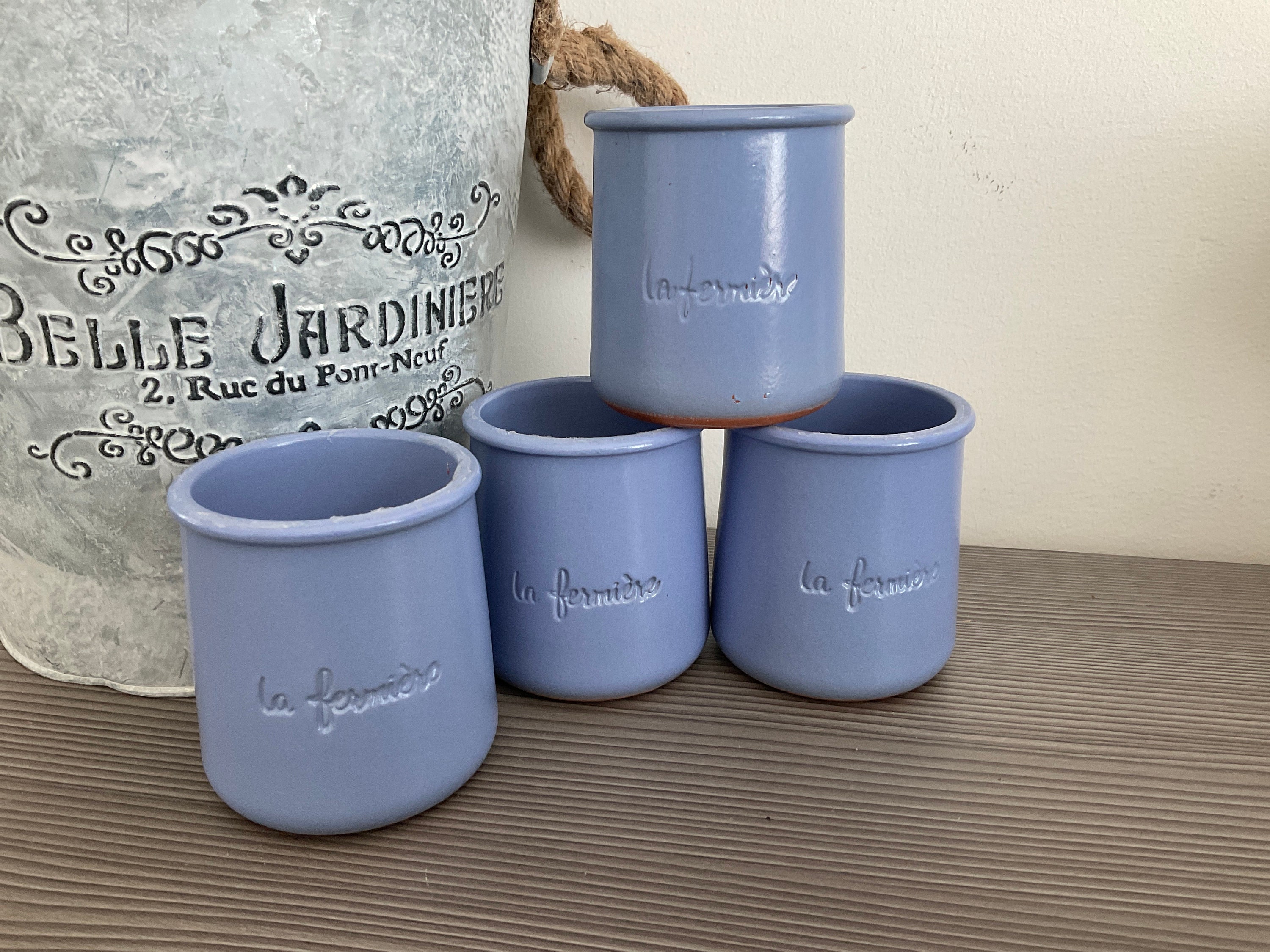 French Style Yogurt Jars and Demitasse Spoon Set - Farmhouse Wares