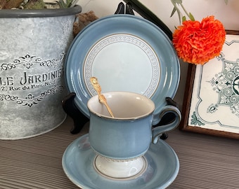 Tasses à café / thé à filet bleu avec leurs soucoupes Ligne Hôtesse - Arts de la table