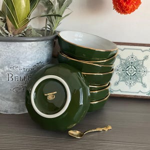 2 X APILCO French Cafe Double Espresso Cups & Saucers Set Green