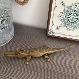 Vintage Solid Brass Crocodile Nutcracker: 1960s Novelty Decor