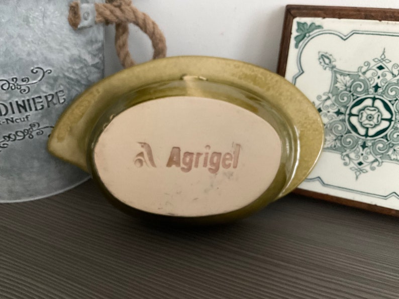 Vintage AGRIGEL French Fish Gratin Dish: Green Glazed Ceramic Terrine ...