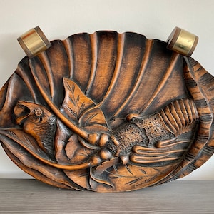 Plaque Murale Bois Sculptée à La Main Vintage - Scène De Ferme Française - Fabriqué En France