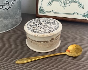 アンティークチェリーの歯磨き粉容器：ビクトリア朝の転写陶器の広告