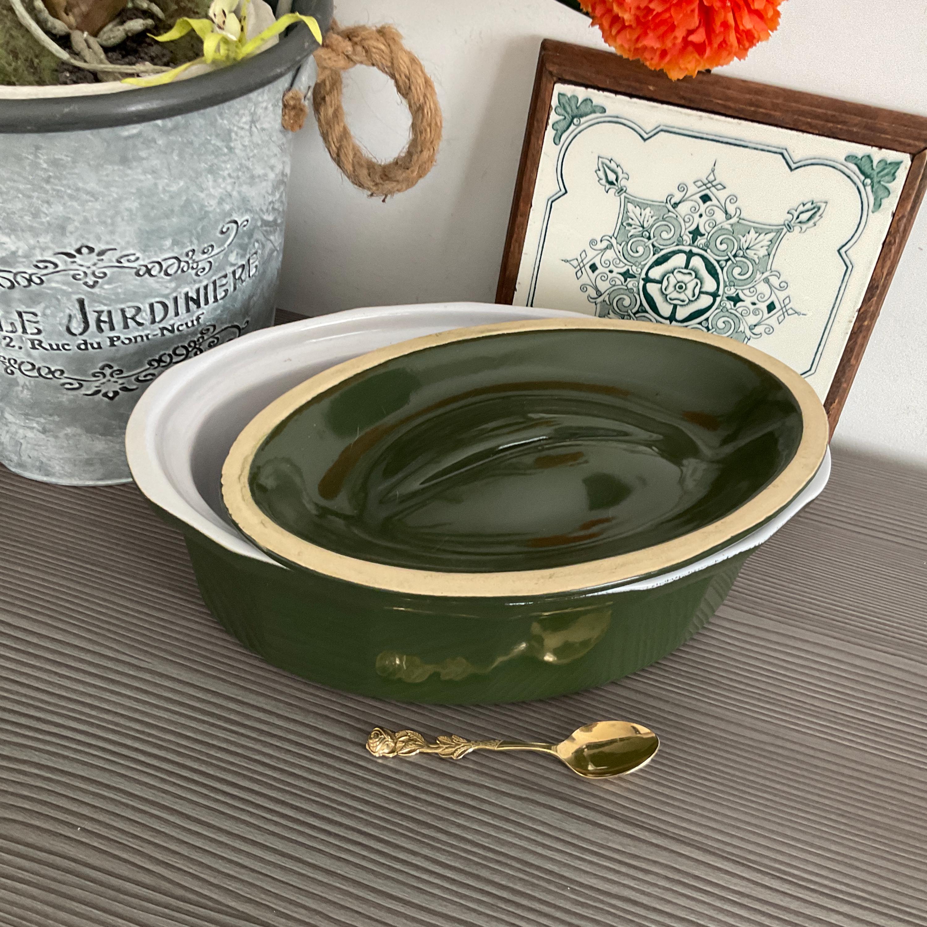 ヴィンテージ エミール・ヘンリー グリーン セラミック キャセロール皿