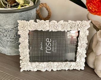 Romantic Shabby Chic Rose Photo Frame, Elegant Resin
