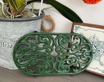 ANCIEN ENCRIER DOUBLE ART DECO FONTE EMAILLEE VERTE 2 GODETS VERRE Bureau D 192558 ANCIEN ENCRIER DOUBLE ART DECO FONTE EMAILLEE VERTE 2 GODETS VERRE Bureau D 192558