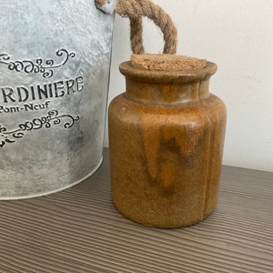 Vintage French Mustard Pot, Traditional Glazed Earthenware Storage Jar, Rustic Farmhouse Kitchen Pot