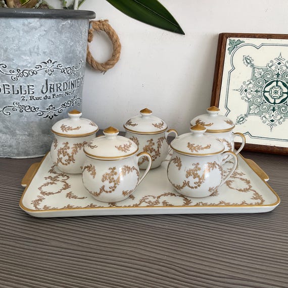 フランス製磁器ポット・オー・クレームセット：FDショーヴィニー