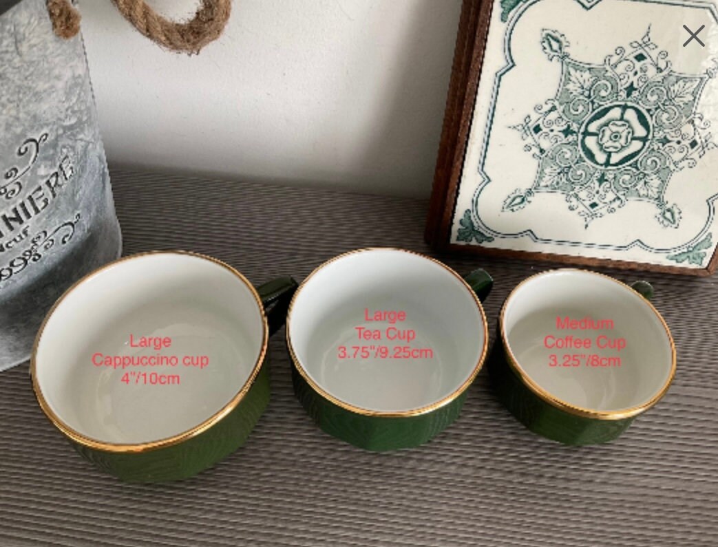 2 X APILCO French Cafe Double Espresso Cups & Saucers Set Green