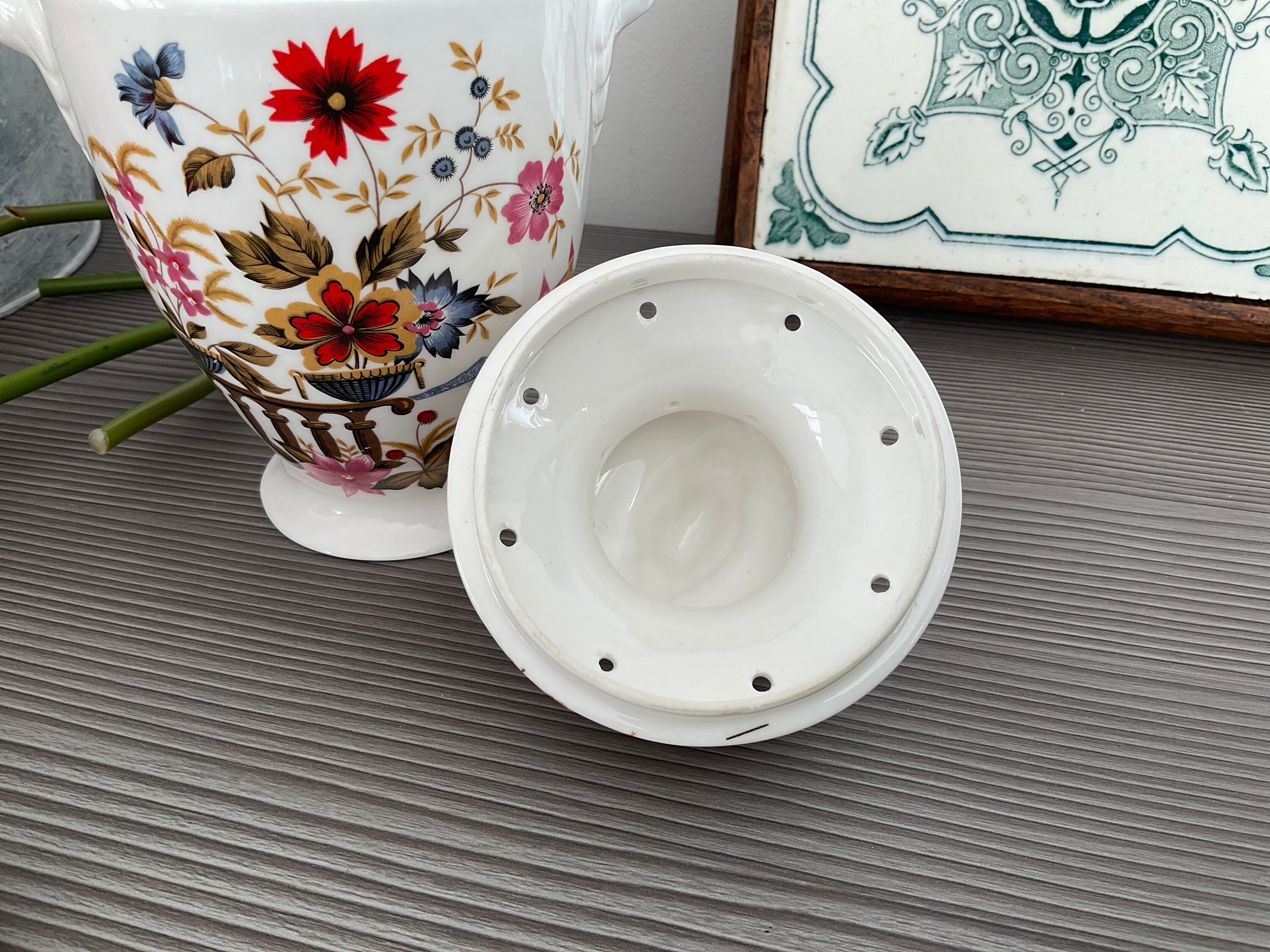 Vintage FLORIS of LONDON Bone China Potpourri Pot, Floral Design 