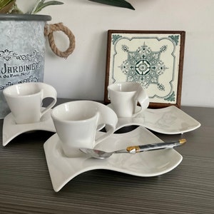 1 x Villeroy & Boch  New Wave Espresso Cup and Saucer, Stylish , Classy White China, Made in Germany