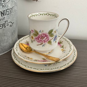Pretty PARAGON Bone China Coffee cup Trio ‘Tay-San’ Pattern, Floral Design 6 sets Available