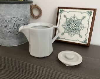 ヴィンテージ フランス製 APILCO セラミックティーポット：ホワイト