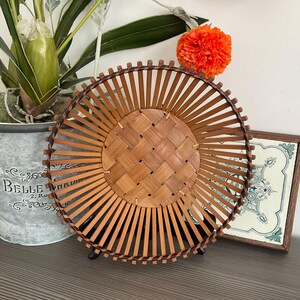 Vintage Wood Spoked Fruit/Bread Basket, Boho Style Circular Basket