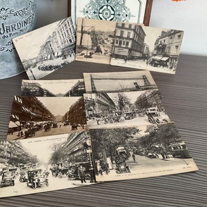 9 x Cartões postais franceses vintage, fotografias de cenas francesas, preto e branco