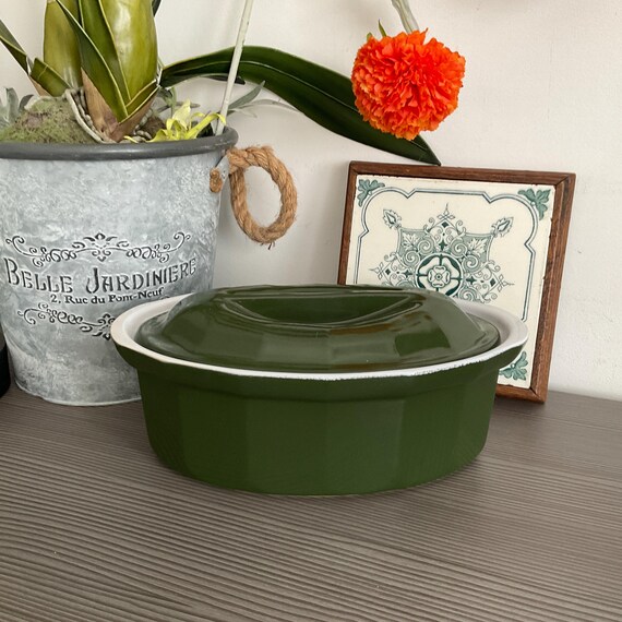 ヴィンテージ エミール・ヘンリー グリーン セラミック キャセロール皿
