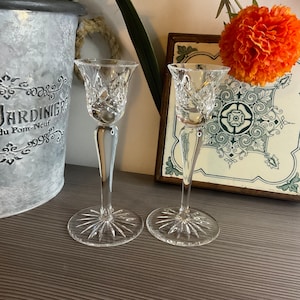 Vintage Waterford Crystal Candlesticks: Signed Nocturne Pattern Pair