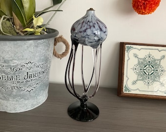 Jozefina Krosno Art Glass Jellyfish Oil Lamp Blue Made in Poland