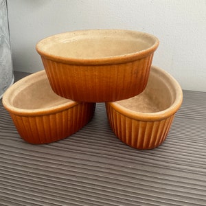 3 x ramequins ovales DUROFEU Français, plats à soufflé allant du four à la vaisselle, ustensiles de cuisine français vintage
