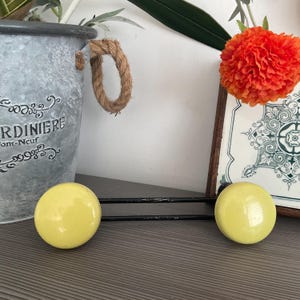Funky Mid Century French Metal Coat Hooks, Yellow and Black 1950/60s 2 Peg Coat Rack,Retro