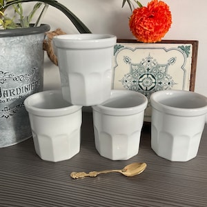 PILLIVUYT France Faceted Porcelain Jars: Brush/Jam Pots, Vases (Set of 4)