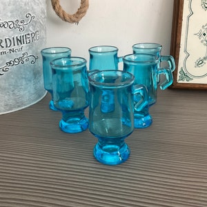 6 x Turquoise Blue Schnapps Glasses, Expresso Glasses, Shot Glasses, Hot Toddy Glasses