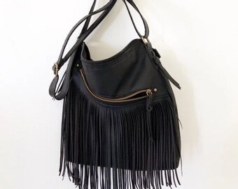 Vbiger Messenger Bag Shoulder Bag Women Leather Tassle Fringe Cross Body Bag Hand Bag for Shopping Casual Black Party