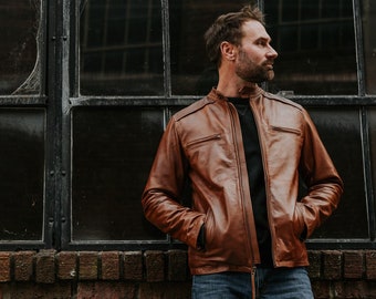 brown leather jacket men
