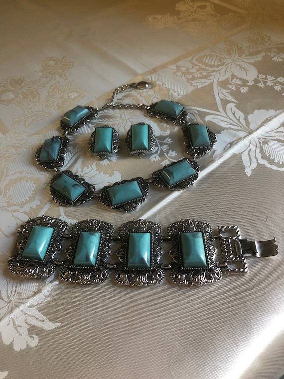 Vintage Selro Faux Turquoise Set - image 1