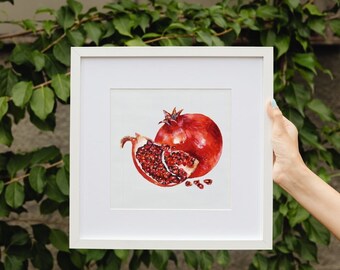 Pomegranate, Pomegranate Fruit Mug, Watercolor Printable, Tropical Watercolor Fruits, Pomegranate Fruit Digital Art, Summer Fruits wallart