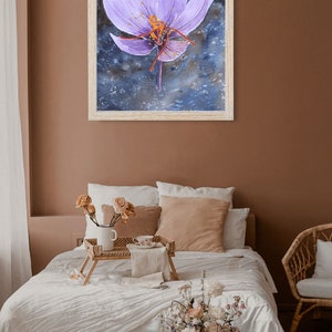 Paarse krokus, aquarel krokus bloemen, Kasjmir saffraan, botanische Himalaya bloem, digitale download, kunst aan de muur, decor van het huis afbeelding 6