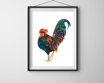 Farm Animal Print, Nursery Rooster Print, Colorful Rooster Printable, Rooster Wall Art, Nursery Wall decor, Bird Wall Art, Rooster Bird