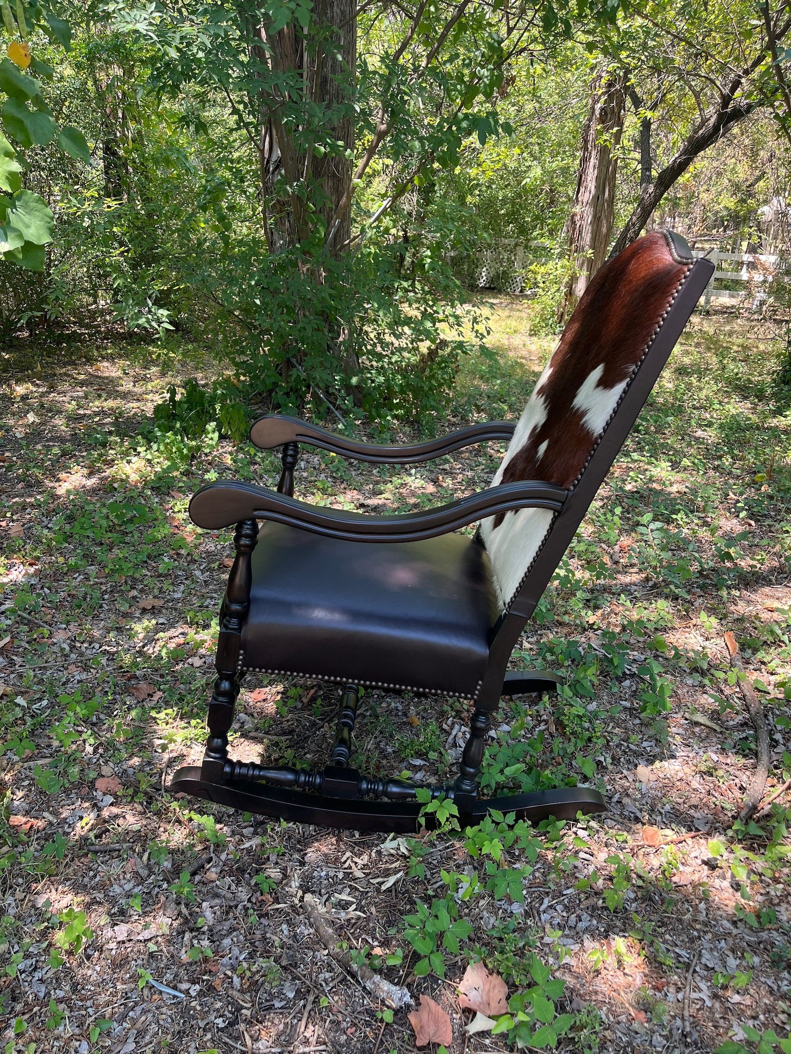 Turn Leg Cowhide Rocking Chair - Etsy