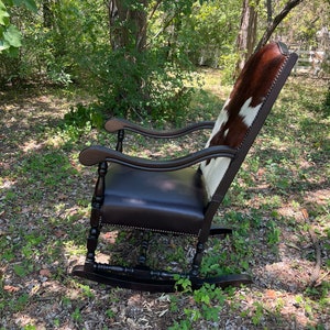 Turn Leg Cowhide Rocking Chair - Etsy