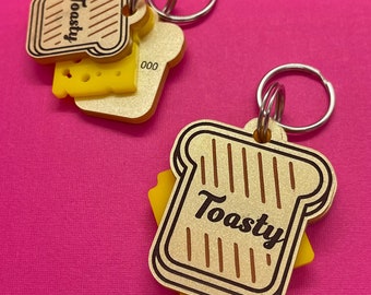 Custom Personalised Cheese Toasty Pet Tag