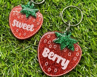 Custom Personalised Strawberry Pet Tag