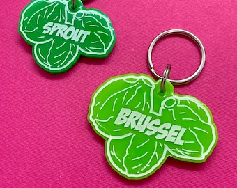 Etiqueta personalizada para mascotas con coles de Bruselas
