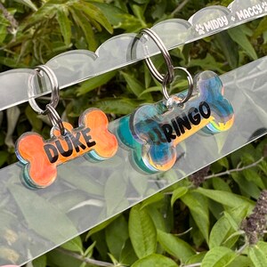 Custom Personalised Iridescent Bone Pet Tag