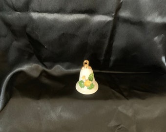Small Ceramic Bell with Yellow Roses and gold trim